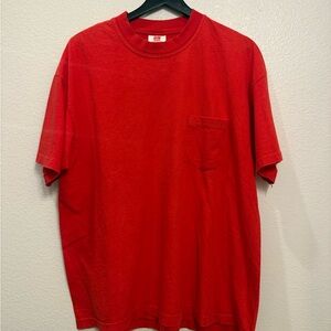 90s Vintage Red Blank Single Stitch Men’s Pocket Tshirt L 22x28